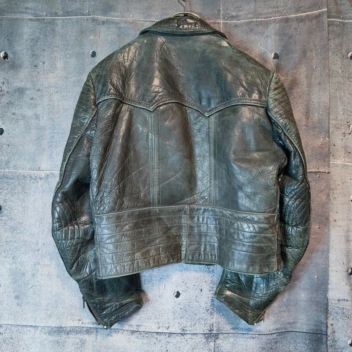 70s ユーロヴィンテージ ダブルライダース レザージャケット シボ革 