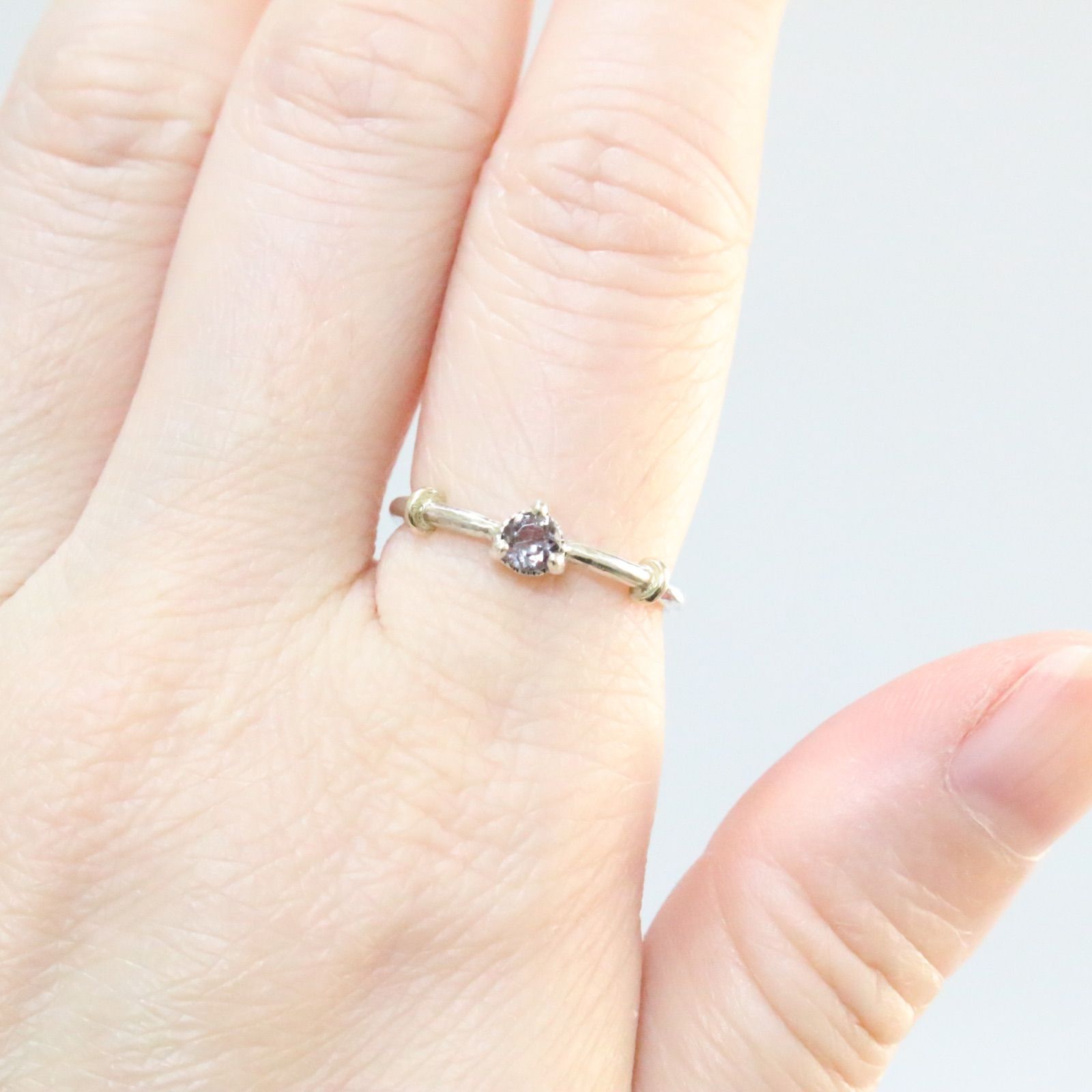 テリ✴︎濃グリーンのカラーチェンジガーネットK10小ワッカ太め