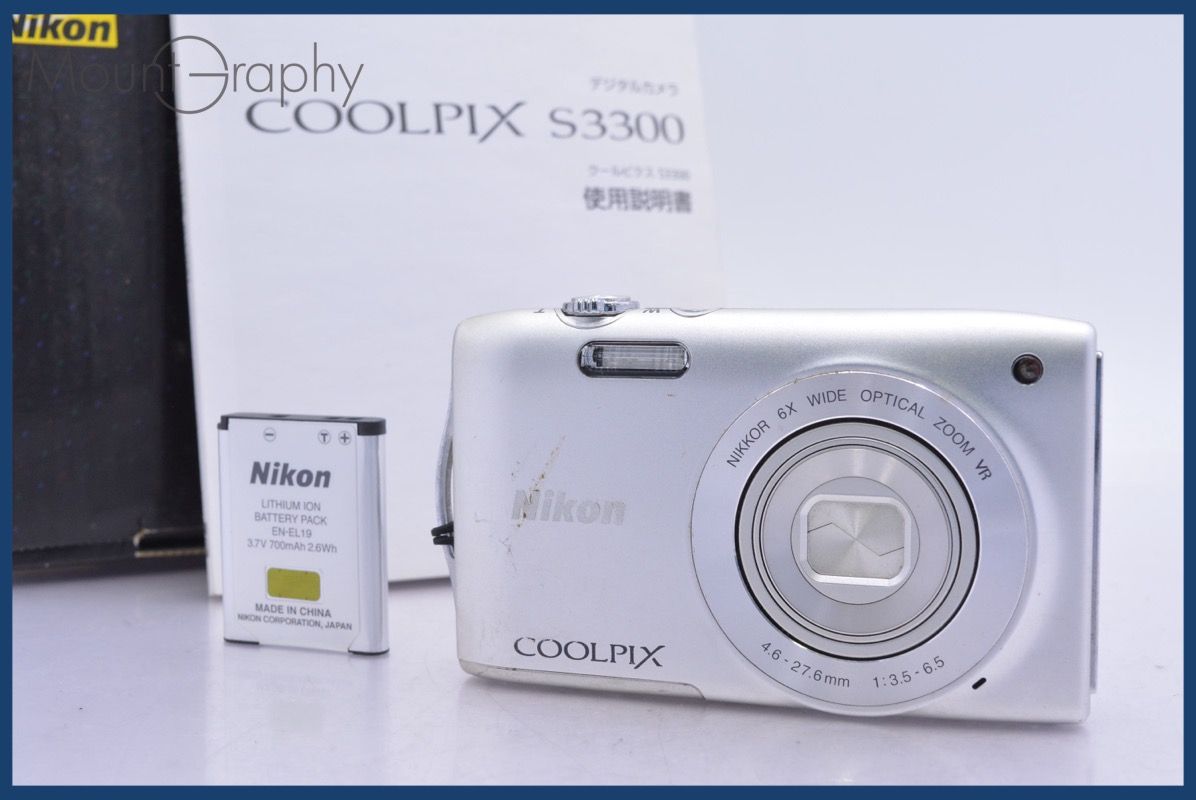 動作保証】 ニコン Nikon COOLPIX S3300 6x 元箱、バッテリー、取扱
