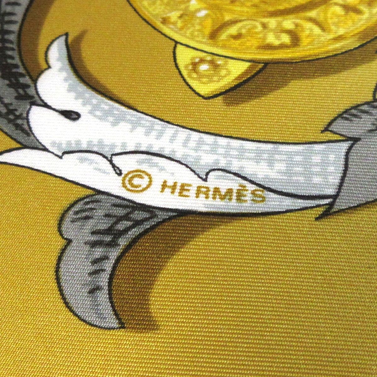 エルメス HERMES スカーフ イエロー×ライトブルー×マルチ ツィリー 美 