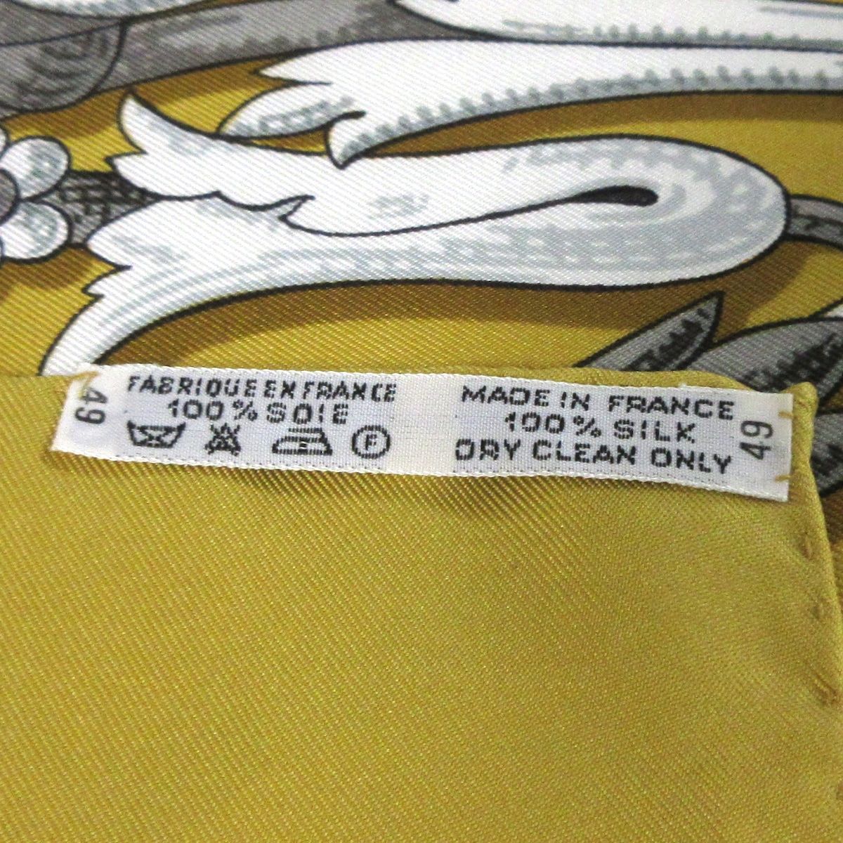 HERMES(エルメス) スカーフ美品 カレ90 ダークイエロー×グレー×マルチ