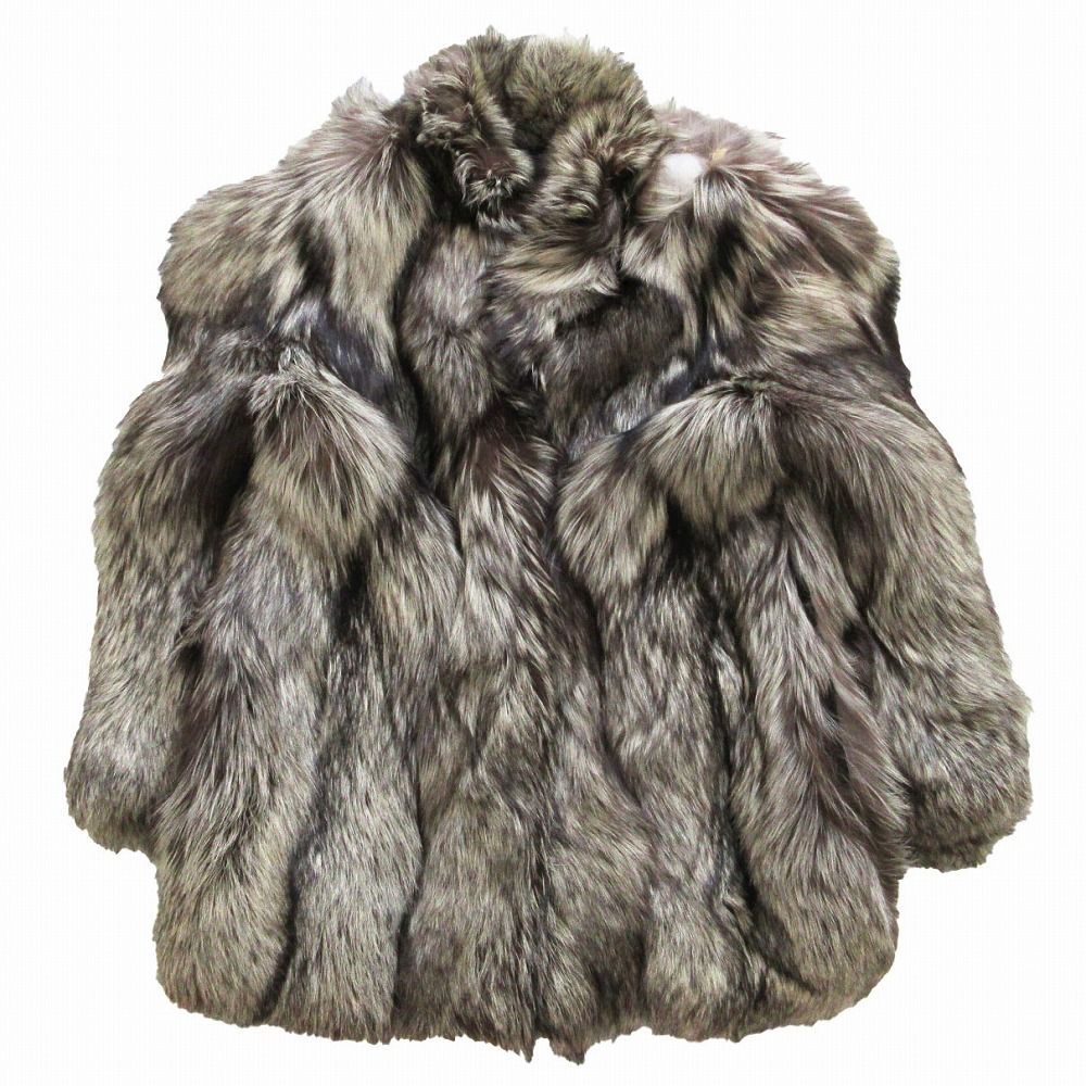 フォックスファー 本毛皮 リアルファー ジャンク品 コート シルバー