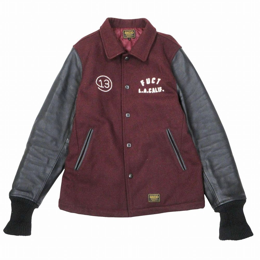 FUCT SSDD ファクト 13AW 袖レザー スタジアムジャケット スタジャン