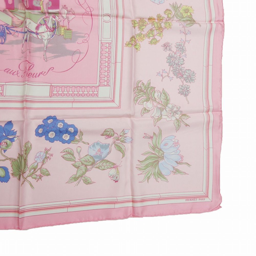 美品 HERMES エルメス カレ90 花咲く海岸通り シルクスカーフ Quai aux
