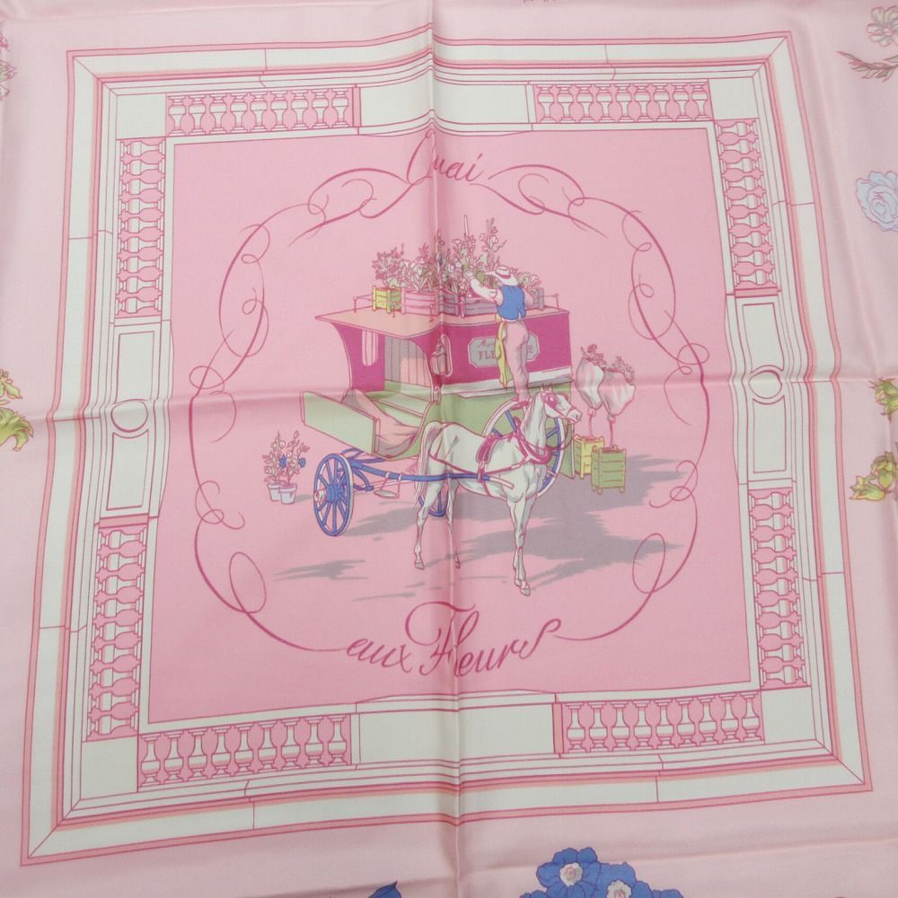美品 HERMES エルメス カレ90 花咲く海岸通り シルクスカーフ Quai aux