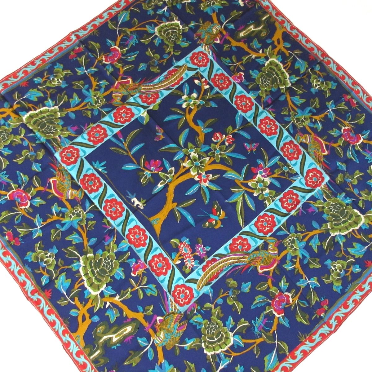 Christian Lacroix(クリスチャンラクロワ) スカーフ - ブルー×レッド