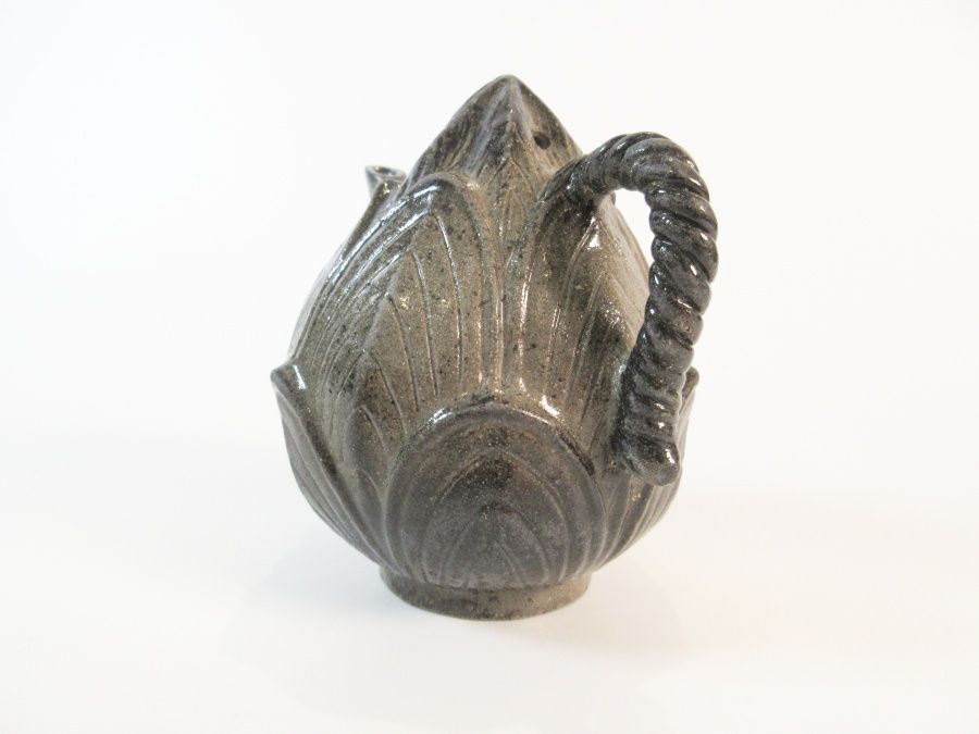 韓国美術 書道具 新羅窯 柳孝雄 作 新羅土器 高麗青磁 蓮峯形 水滴