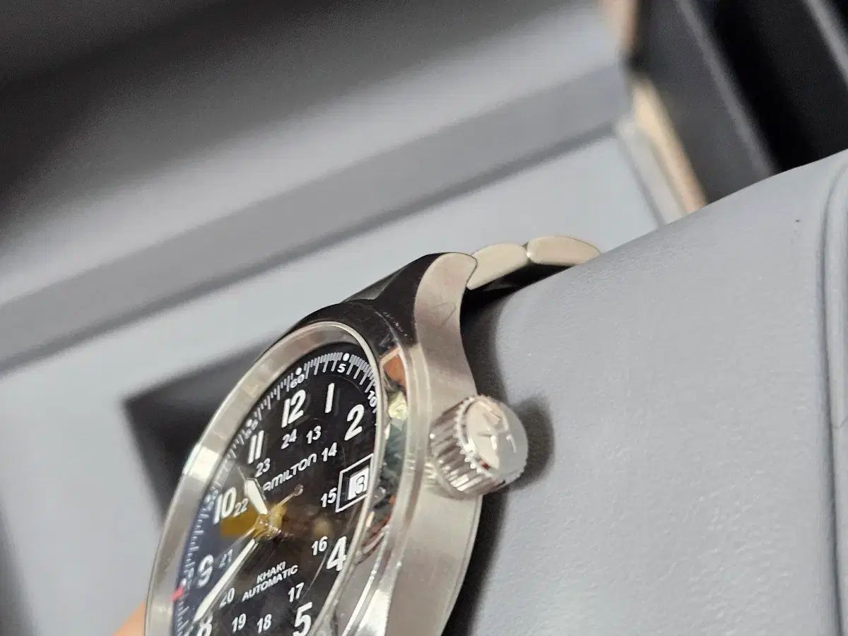  HAMILTON ハミルトン カーキフィールド オートマチック 38mm ネイビー系 自動巻き時計 腕時計(アナログ)