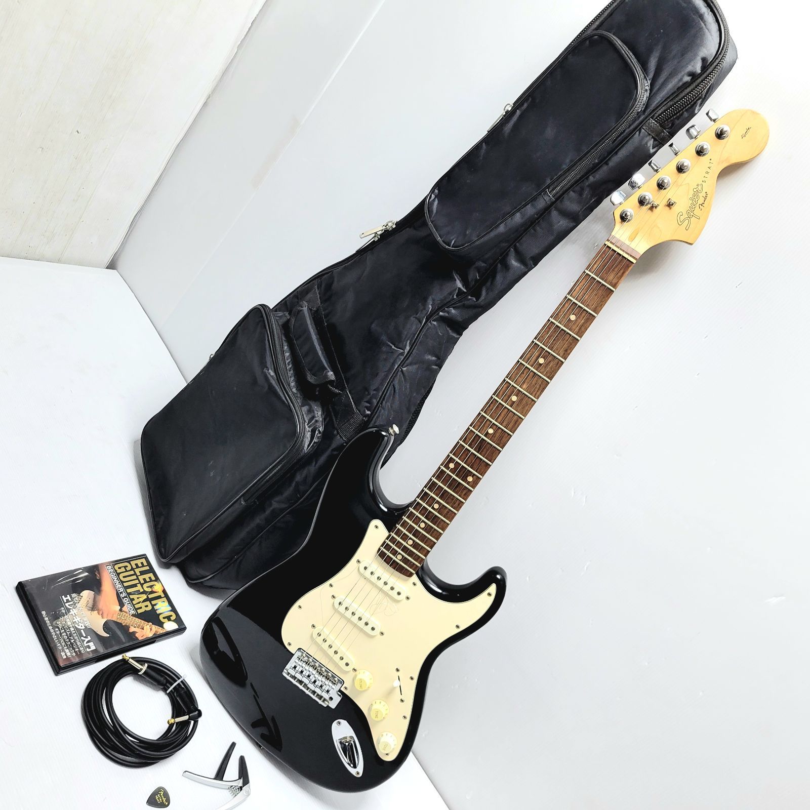 現状品】Squier by Fender ストラトキャスター ブラック ソフトケース