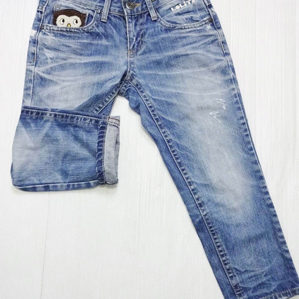 Lolita Jeans ロリータジーンズ ボアワッペン クロップドデニムパンツ