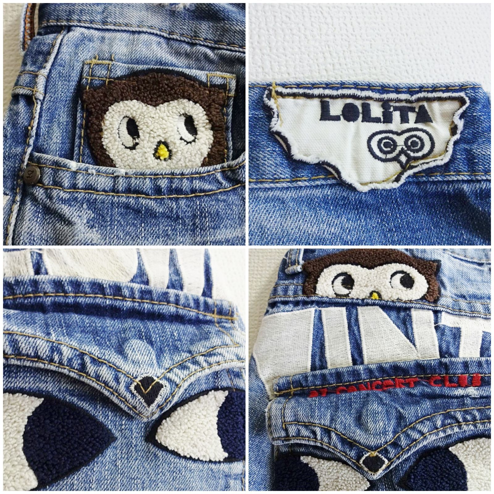 Lolita Jeans ロリータジーンズ ボアワッペン クロップドデニムパンツ