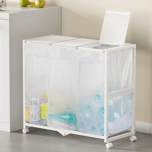 迅速に発送 TTWO ゴミ箱 3分別 ダストワゴン ゴミ袋ホルダー 高さ三段調節20~45 L袋対応 約W 70 xD 32.5 xH 65 cmふた付き におい遮断 キッチン ゴミ袋スタンド 大容量 ダストボックス 使いやすい 清掃容易 シンプルフレー d 2627 e 33