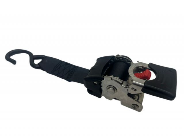 三方良し トランサムタイダウン ステンレス製 収納式 タイダウン ベルト ラチェット式 自動巻取 トレーラー 収納式トランサムタイダウン Sフック ベルト幅50 mm長さ1 5ｍ 使用荷重400 kg 自動巻取収納式 ボートバックル 荷締めベルト ラチェットベ