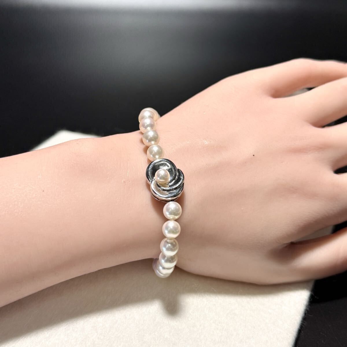 美品【WGK18/ホワイトゴールド】アコヤパール ブレスレット 6.61～7.02