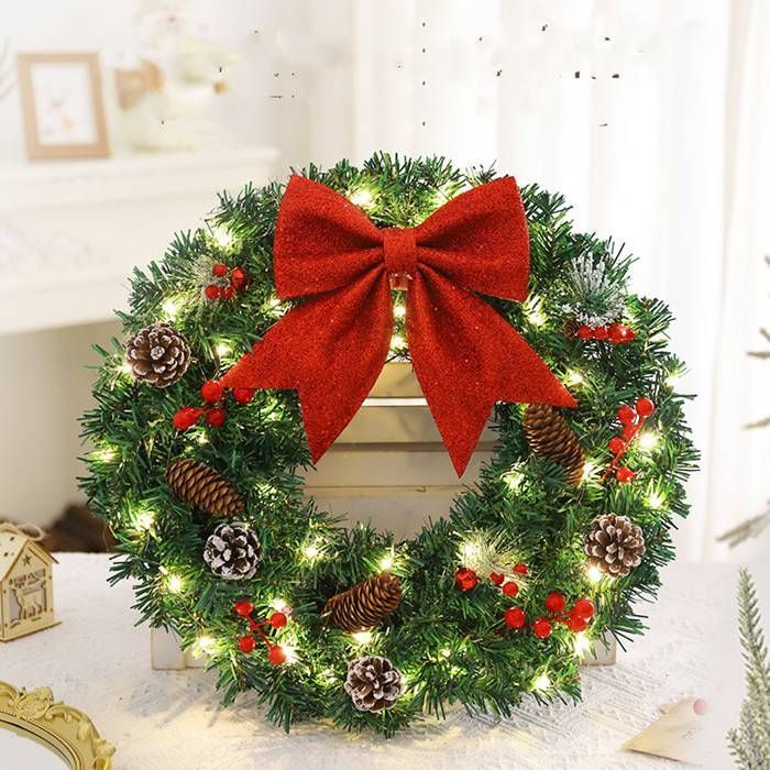 クリスマスリース LED付き 花輪 ドライ リース ドライフラワー リース