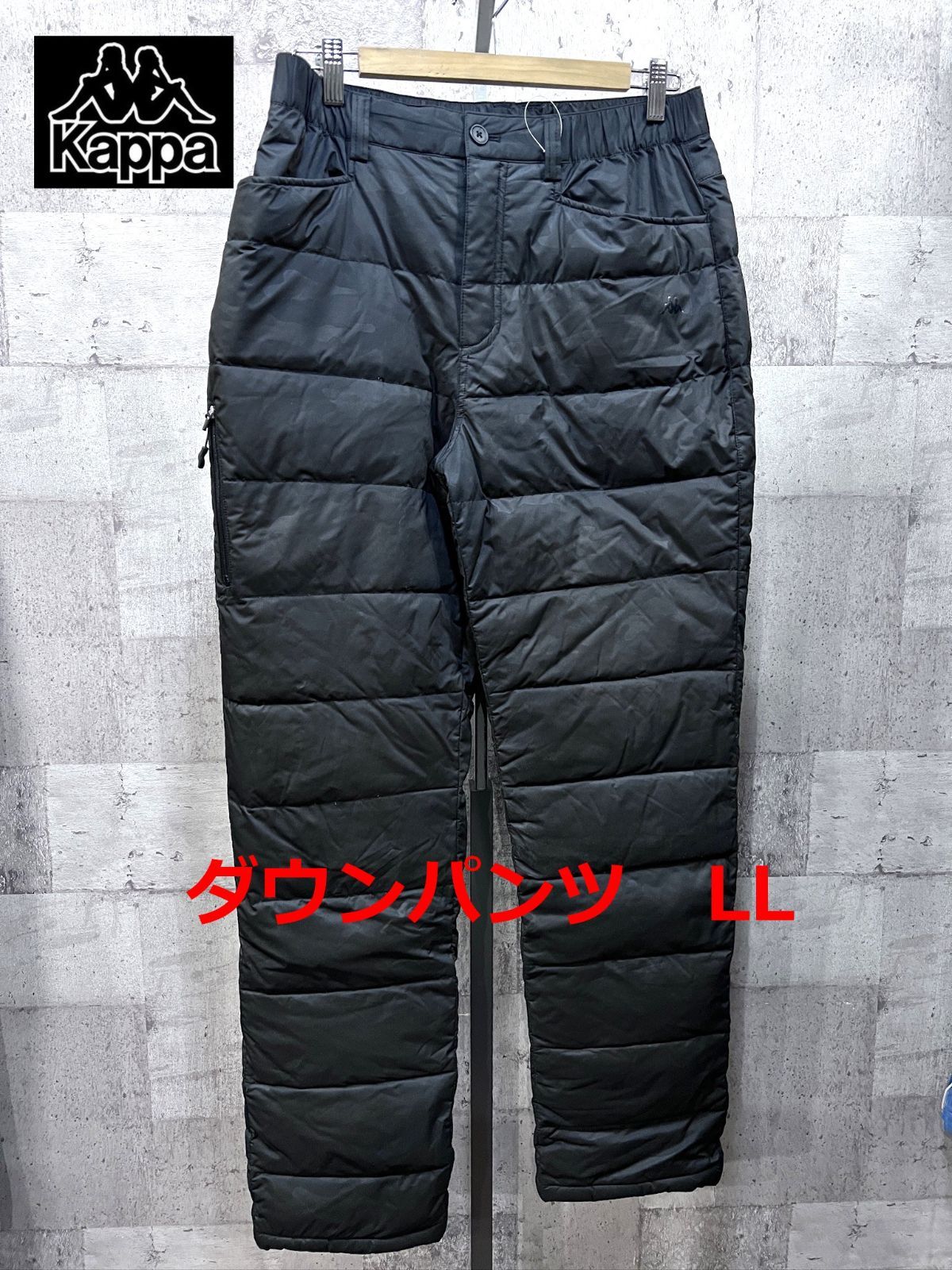 美品 kappa GOLF ダウンパンツ ブラック 迷彩 メンズ LL 黒 カモフラ カッパゴルフ KG552PA47 KAPPA GOLF カッパゴルフ ダウンパンツ カモフラ柄 ブラック