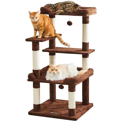 MWPO 猫タワー 大型猫 シニア猫 据え置き 安定感 多頭飼い 爪とぎ 猫ベッド シンプル 114 cm ブラウン 954 D 2 a 566992