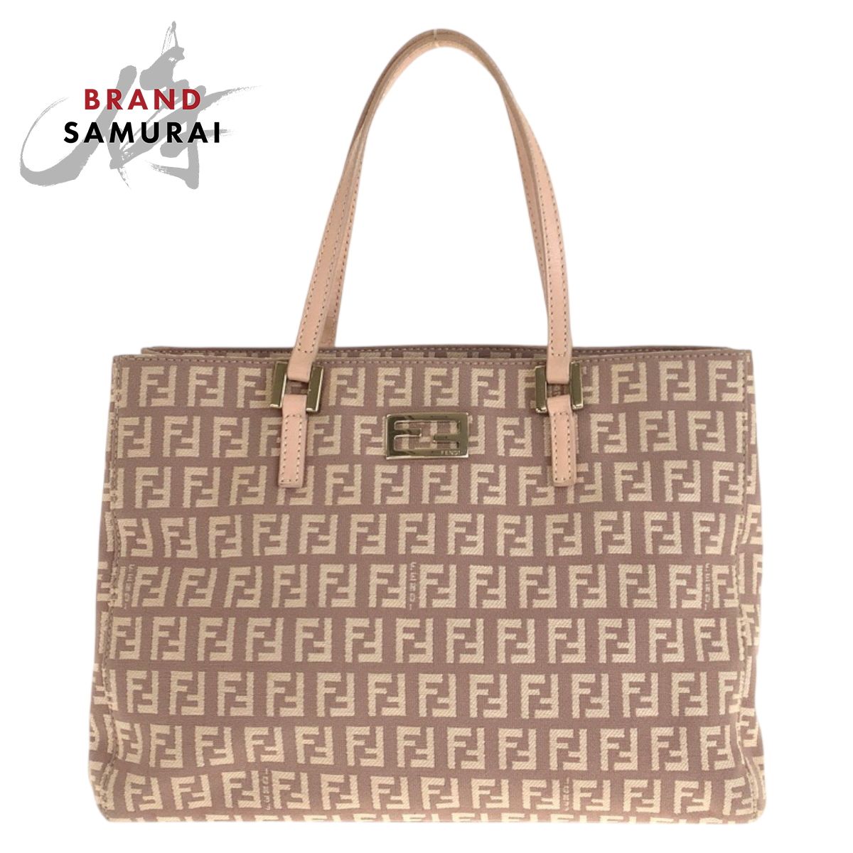 FENDI フェンディ ズッカ柄 ピンク サーモンピンク ゴールド金具