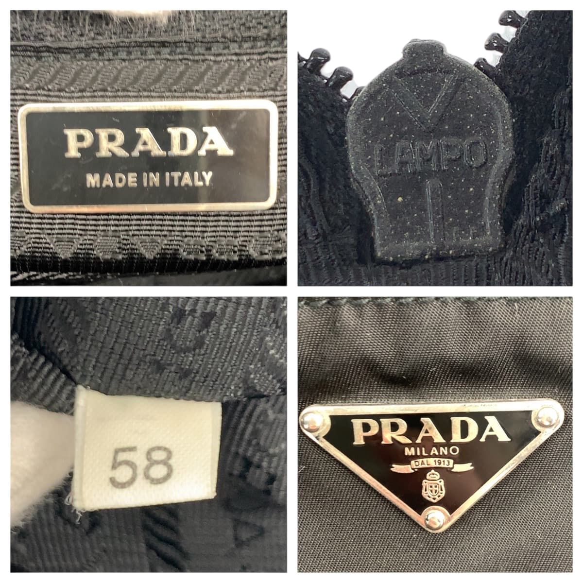 美品 PRADA プラダ テスート 三角ロゴプレート ブラック 黒 シルバー