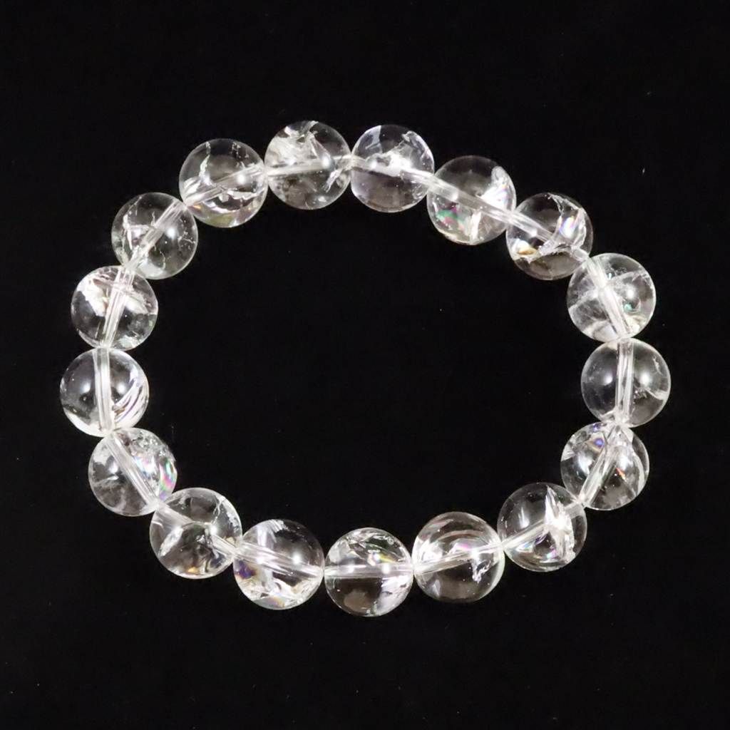アイリススコロライトブレスレット　12ミリ　内径18.5 ヒマラヤ水晶 アイリスクォーツ 12ミリ玉ブレスレット 42.5g 【榎本