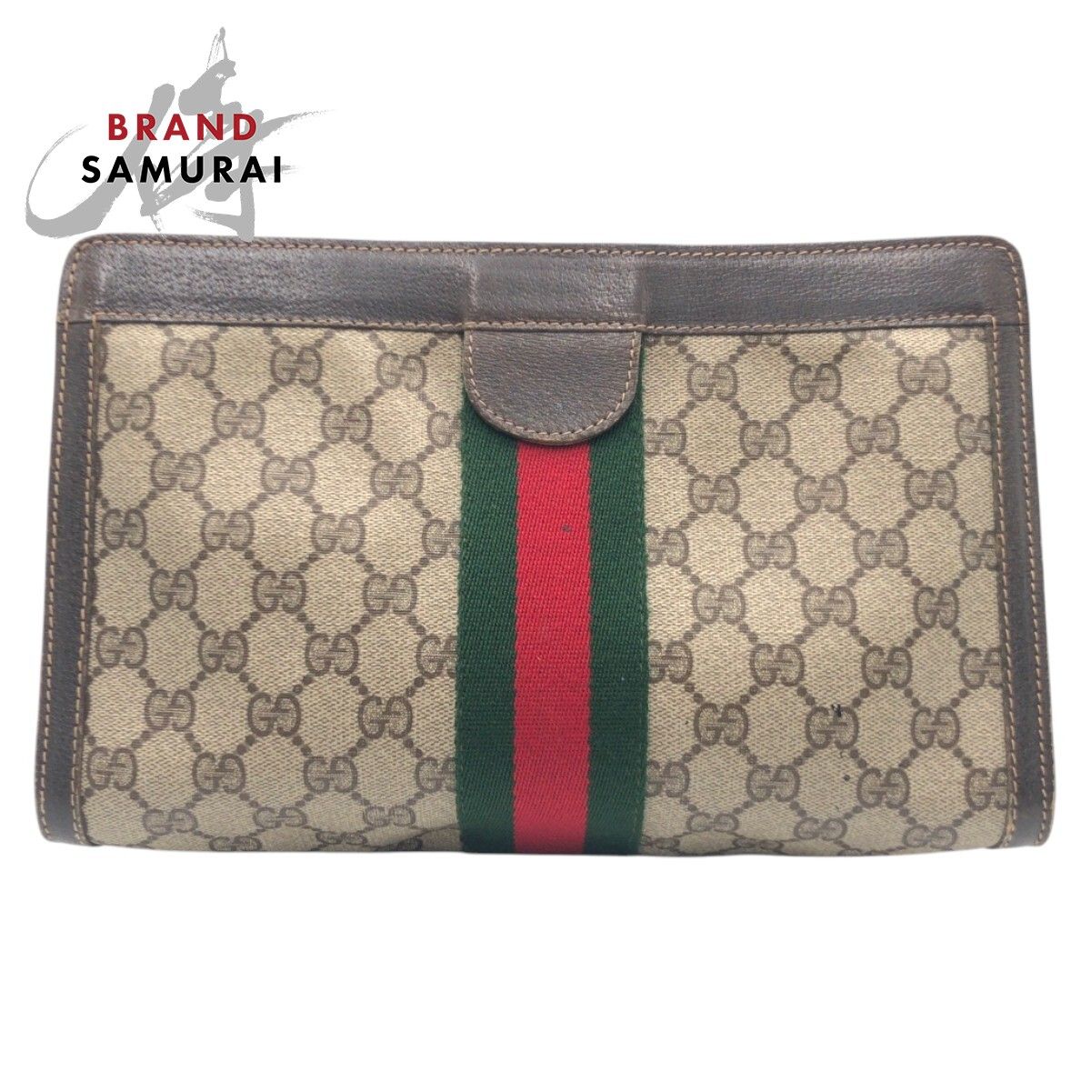 GUCCI グッチ ヴィンテージ シェリーライン ブラウン PVC/レザー 41