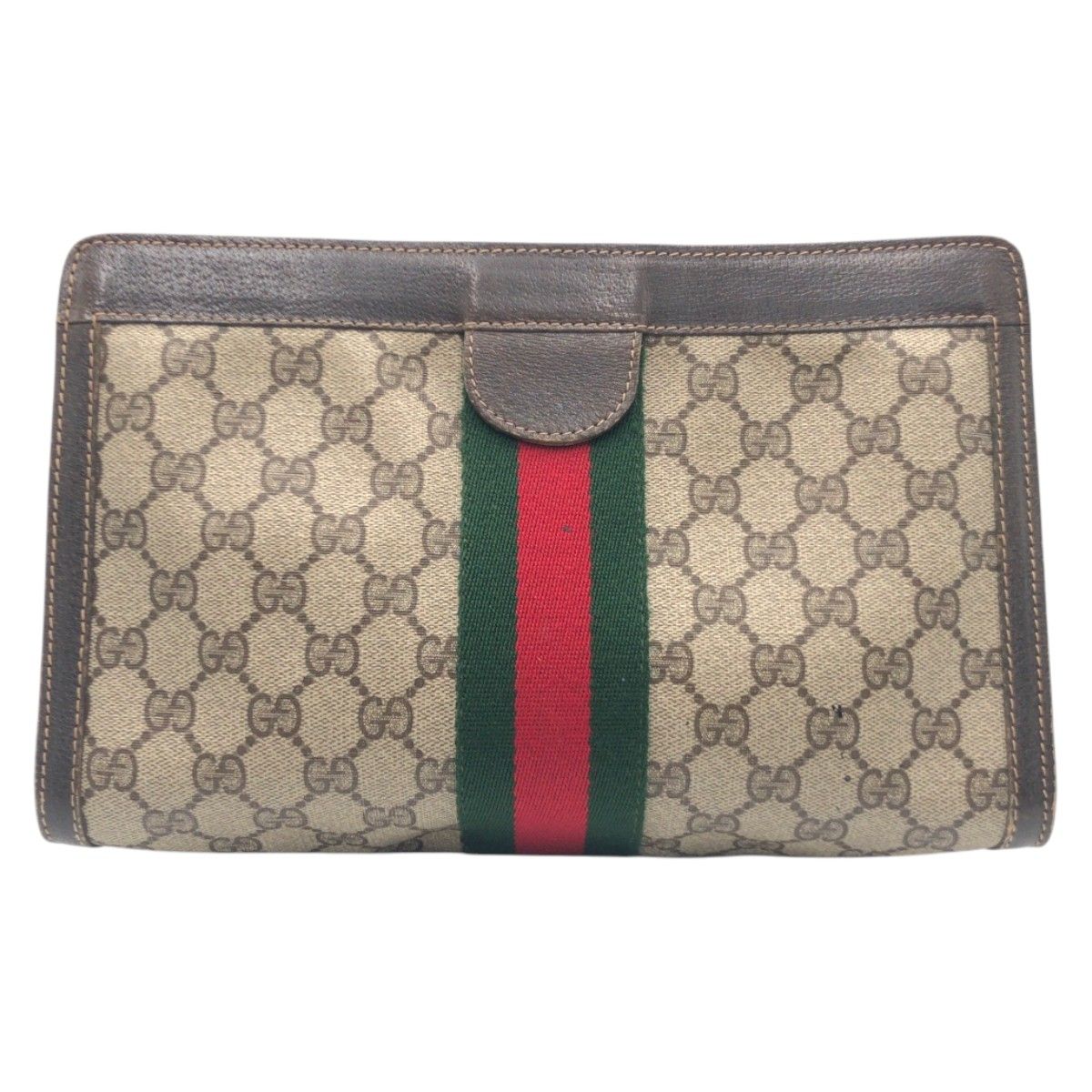 GUCCI グッチ GG シェリーライン クラッチバッグ 正規品 ヴィンテージ GUCCI グッチ ヴィンテージ シェリーライン ブラウン PVC/レザー 41