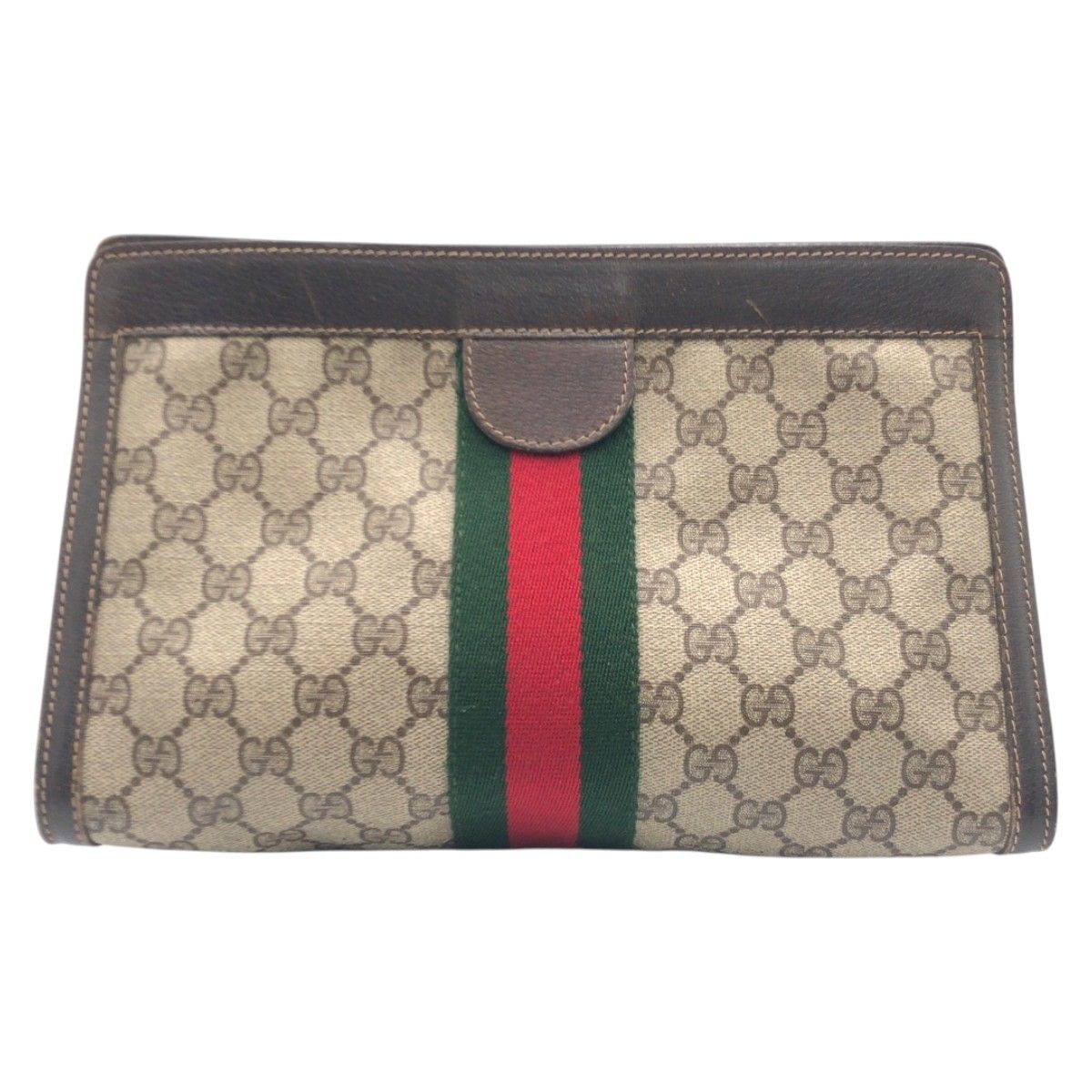 GUCCI グッチ ヴィンテージ シェリーライン ブラウン PVC/レザー 41