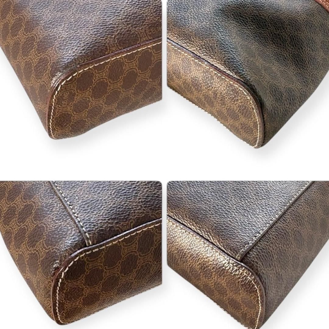 美品 CELINE オールド ハンドバッグ マカダム柄 PVC レザー ポーチ