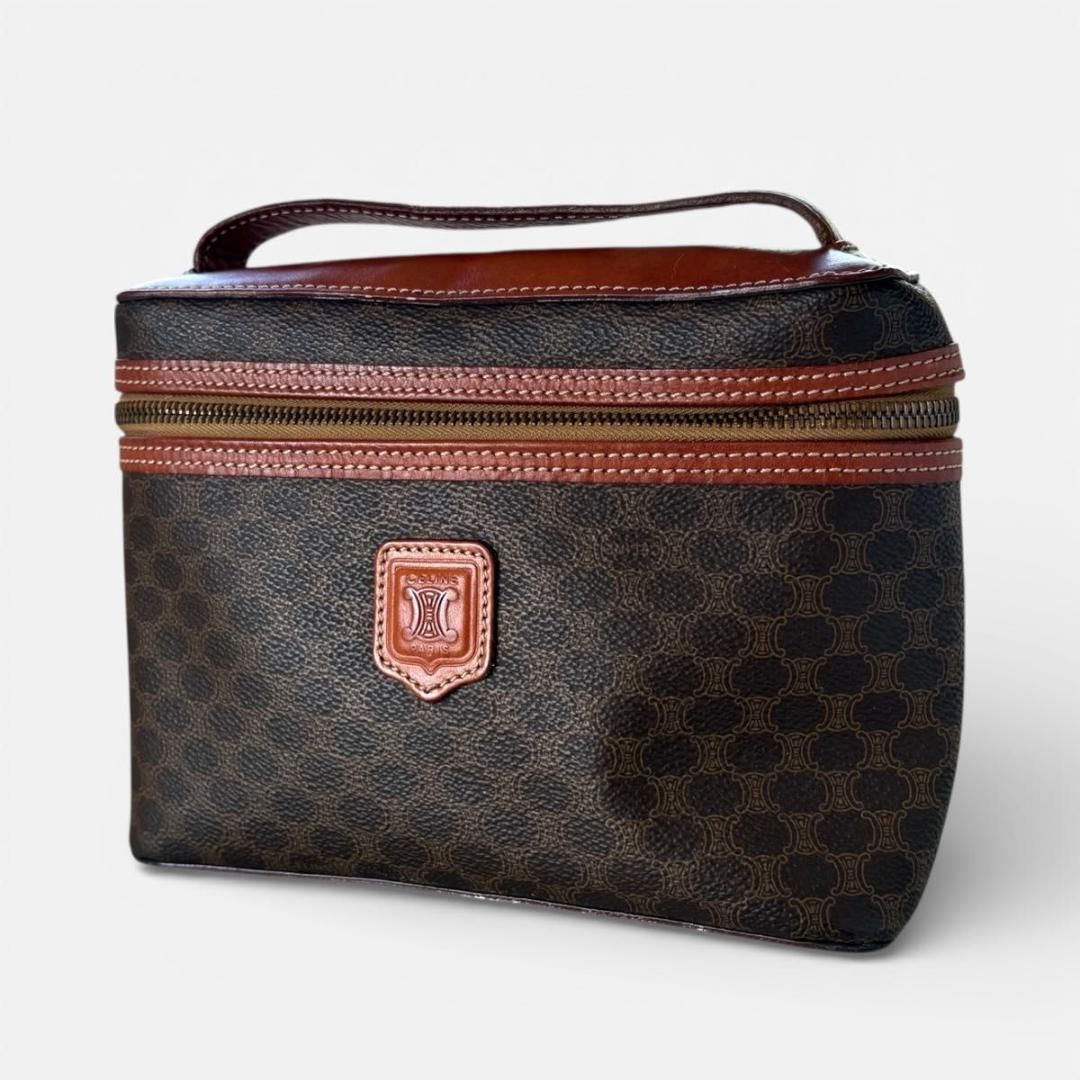 美品 CELINE オールド ハンドバッグ マカダム柄 PVC レザー ポーチ