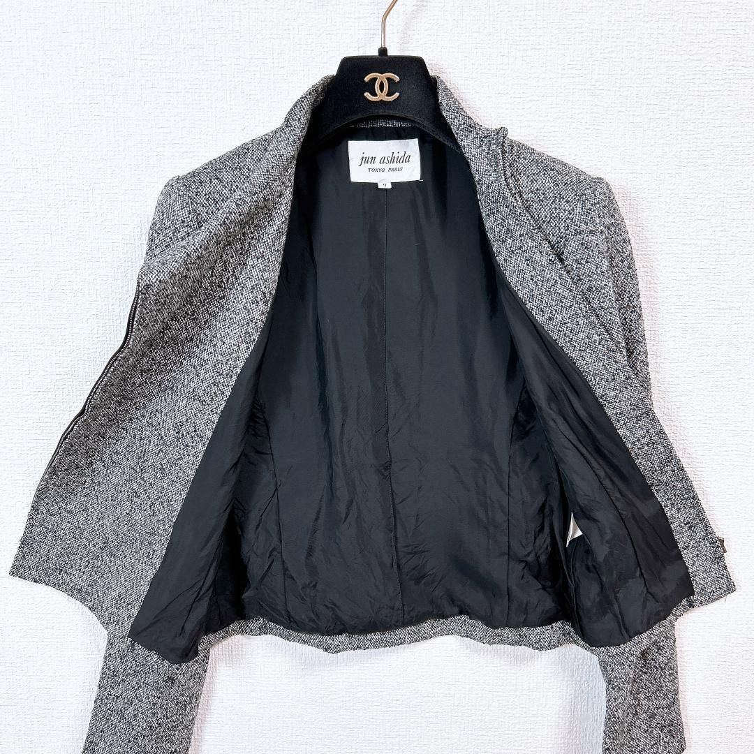 美品 jun ashida スカートセットアップスーツ アルパカ ラムレザー絹混 