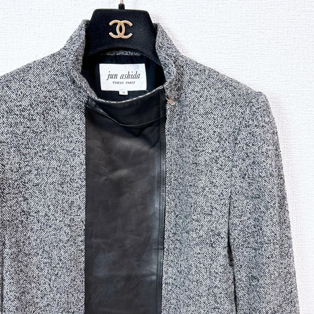 美品 jun ashida スカートセットアップスーツ アルパカ ラムレザー絹混 