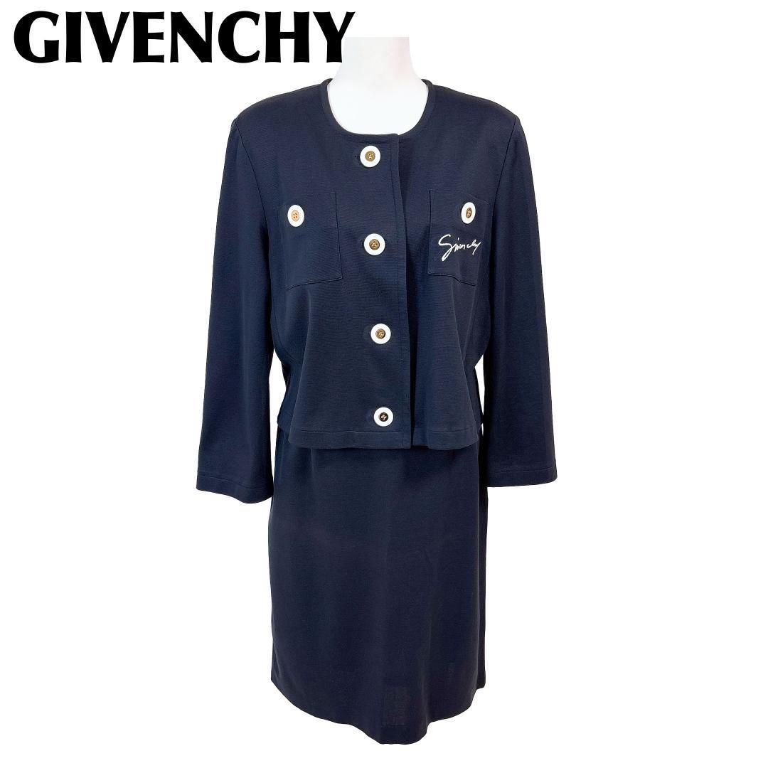 GIVENCHY ノーカラースカートセットアップ 13 ネイビー - メルカリ