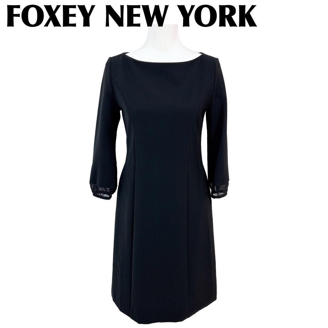 美品】 FOXEY NEW YORK 長袖ワンピース 袖シアーレース 38 - メルカリ