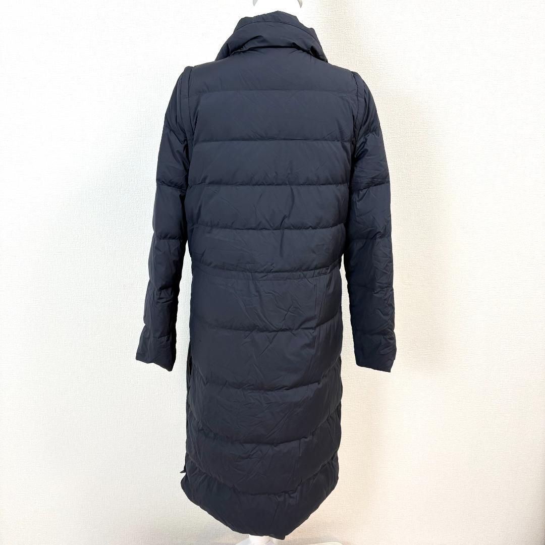 Theory 軽量ロングダウンコート ベスト可 両ジップ S ネイビー 無地