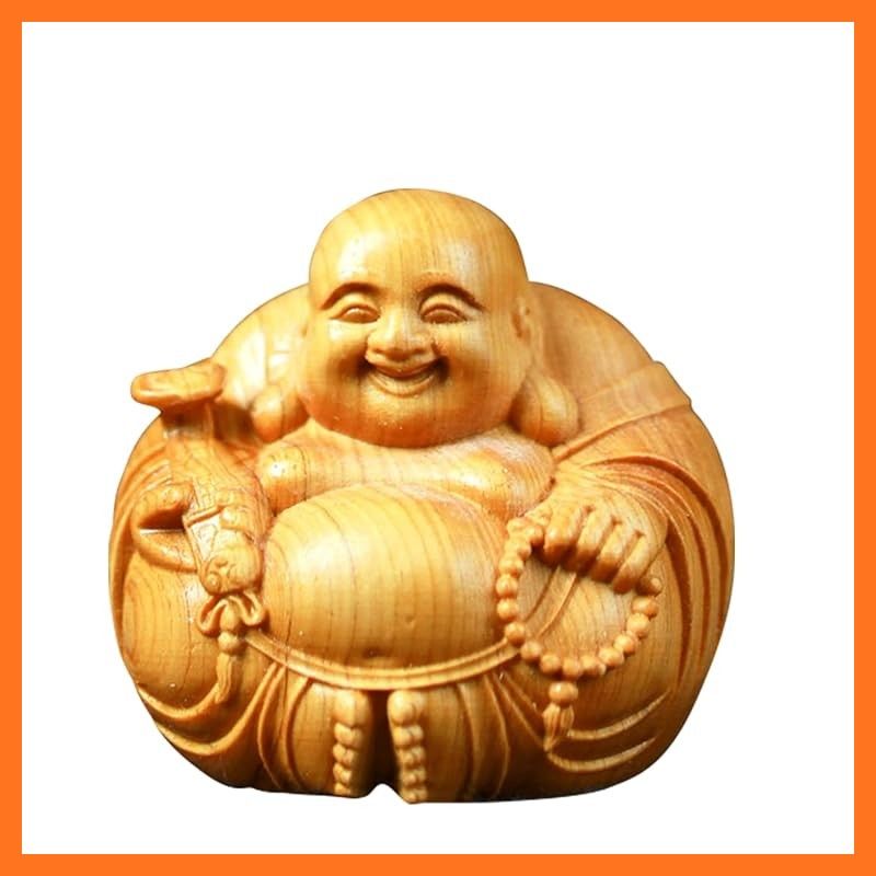 新品】 Lhyxuuk布袋様 置物 仏像 木彫り ミニ 七福神 木製 布袋様 置物