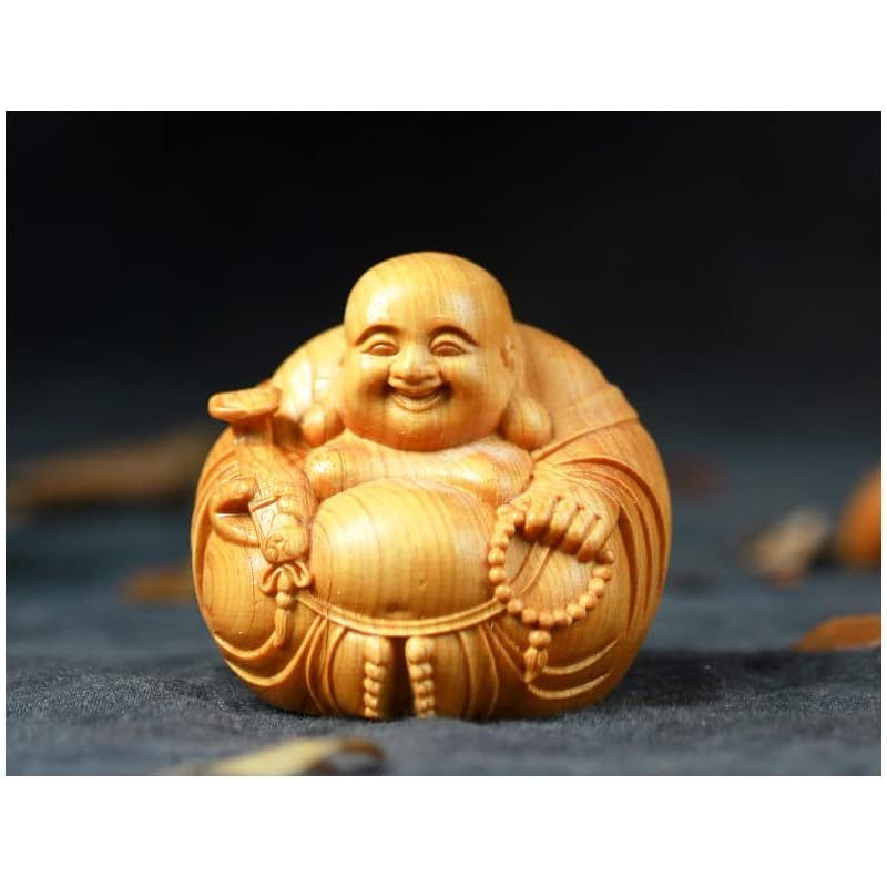 新品】 Lhyxuuk布袋様 置物 仏像 木彫り ミニ 七福神 木製 布袋様 置物