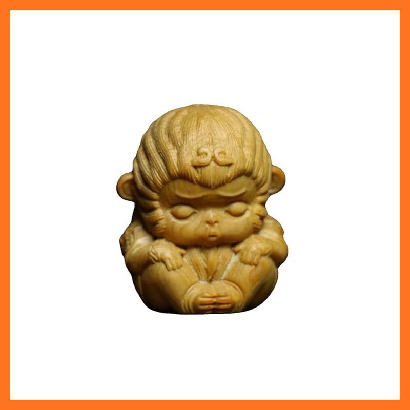 新品】 PLEGOOD 柘植彫刻 お念猿 手彫り 猿 サイズ3cm 天然木 オブジェ