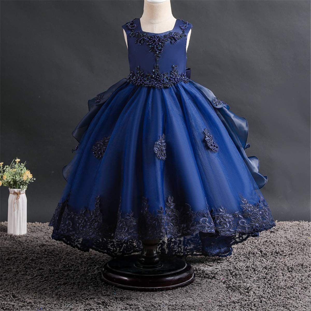  在庫 フォーマル キッズ ドレス 発表会 子どもドレス演奏会 結婚式 ピアノ 刺繍 上品 ジュニア エレガント 女児 子供ドレス 女の子 VIISEN パールのヘアアクセサリー付き100-160 その他 文房具 事務用品