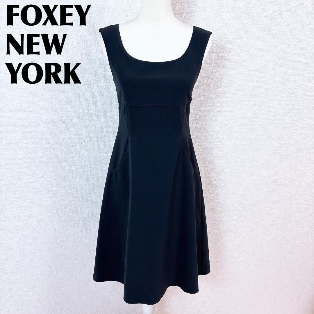美品】FOXEY NEW YORK ノースリーブワンピース 40 無地ネイビー - メルカリ