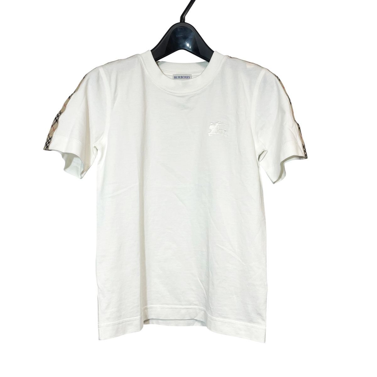 BURBERRY バーバリー チェックトリム コットンTシャツ チョーク8106280 