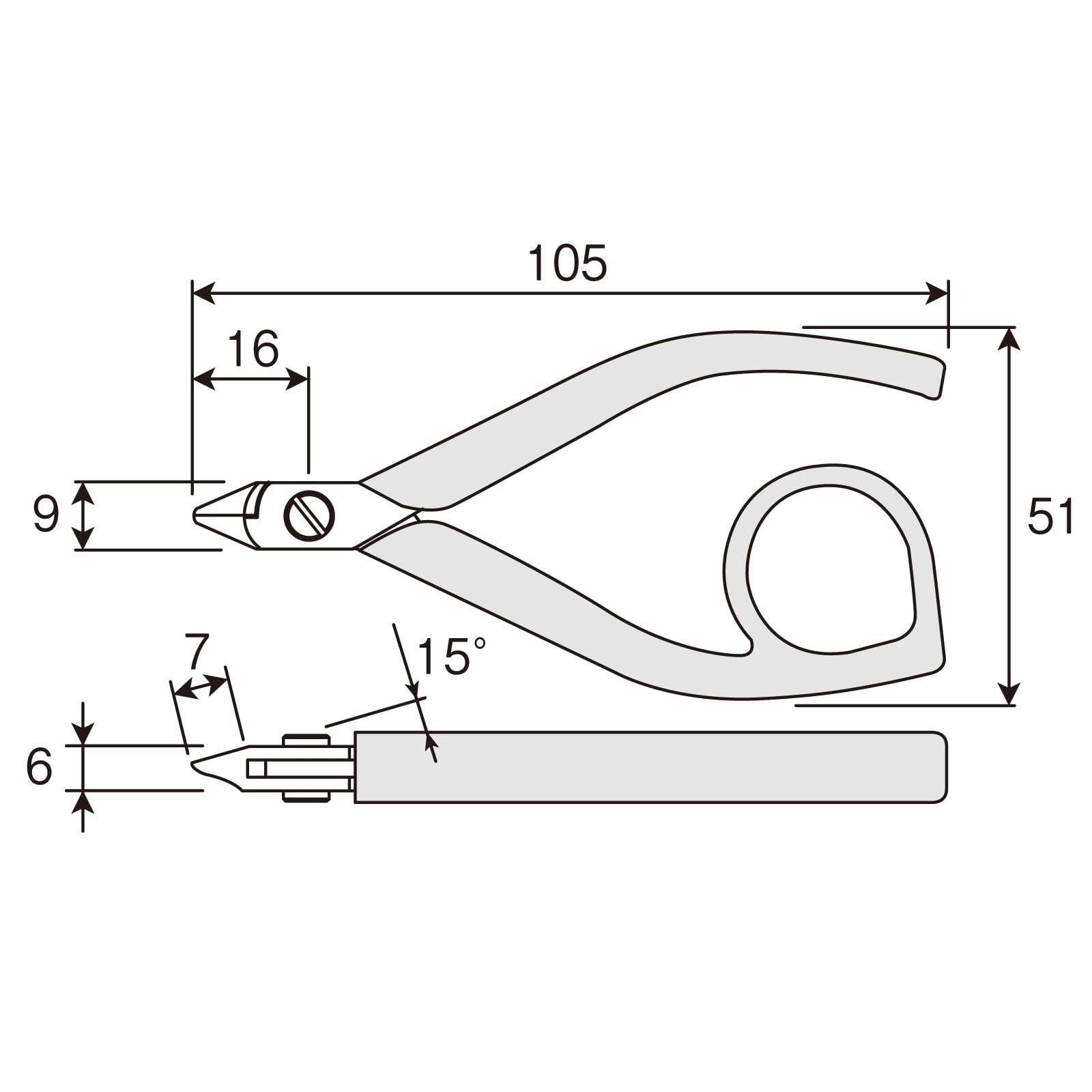 ホーザン HOZAN 精密ニッパー セミフラッシュカットタイプ 高耐久型精密ニッパー 切断能力 銅線 1.0 mmφ 銅より線0.9 mm 2 N-57
