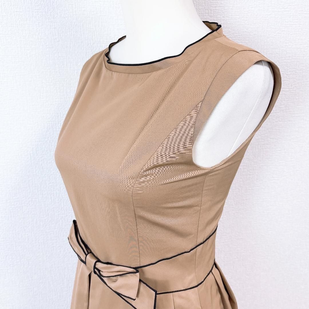 未使用タグ付☆ FOXEY ノースリーブリボンワンピース 38 Aラインフレア