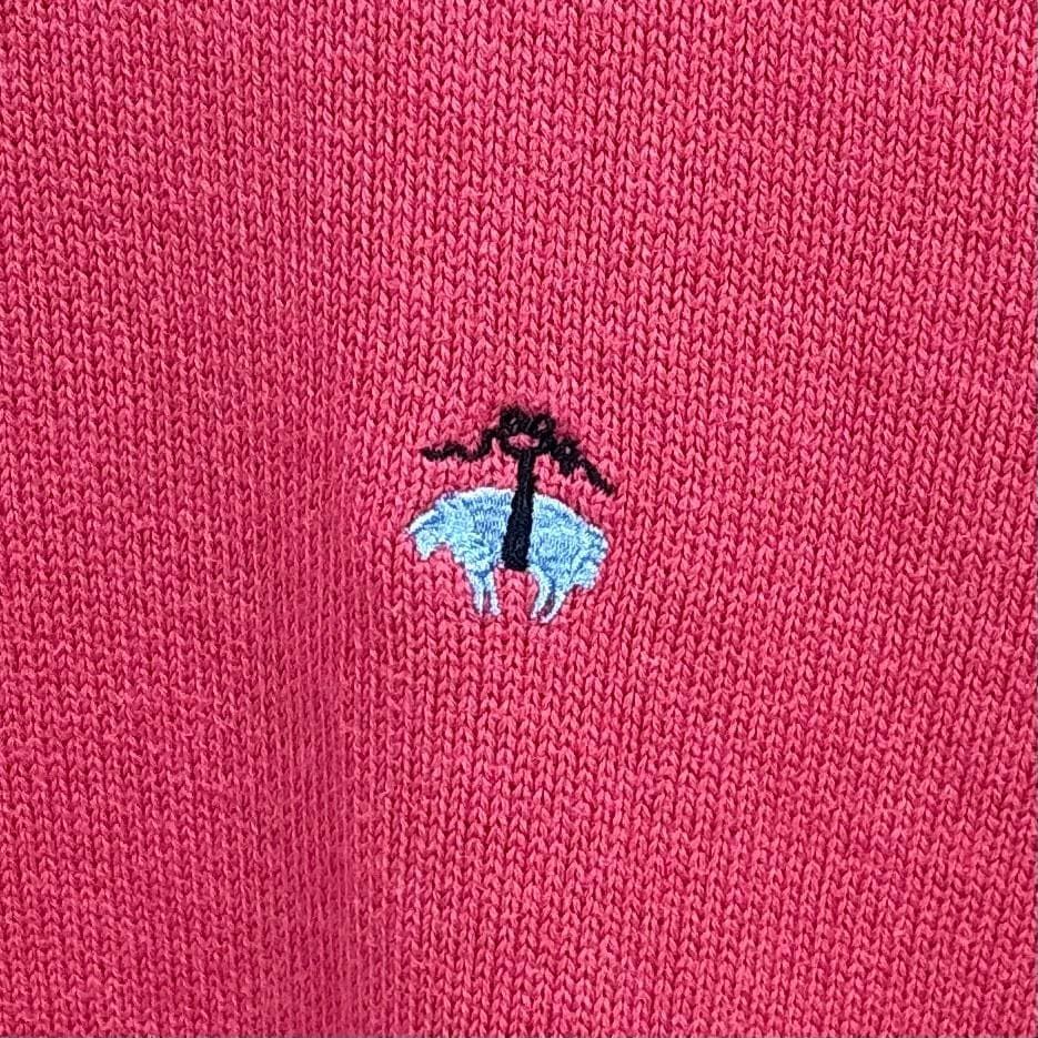 美品 Brooks Brothers ロゴ刺繍コットンニットセーター L ピンク 