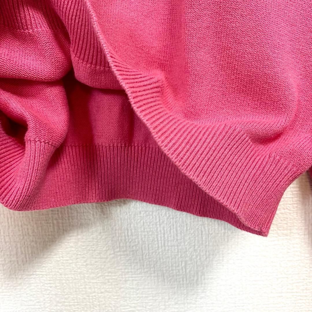 美品 Brooks Brothers ロゴ刺繍コットンニットセーター L ピンク 