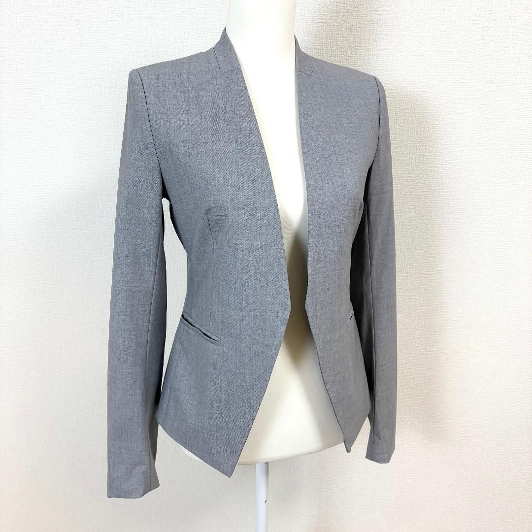 Theory 長袖ノーカラージャケット 2 グレー 無地 ウール - メルカリ