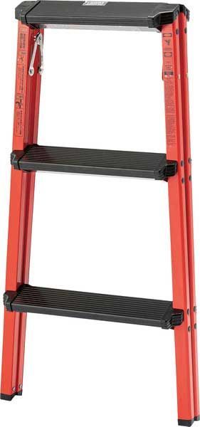 アルミ製の折りたたみ式マルチステップ台 ３段 簡易スツール 脚立 踏み台 ディスプレイラック W 44×D 64×H 79 cm 耐荷重100 kg No.703 レッド