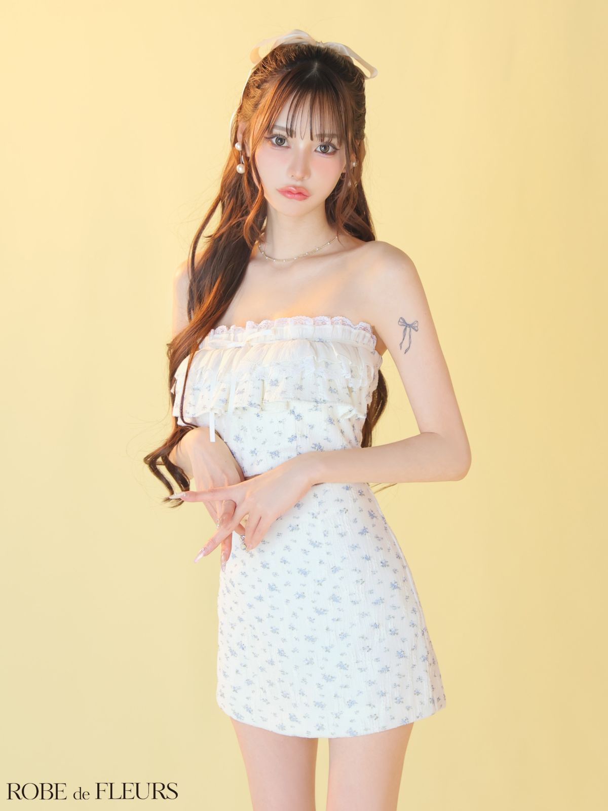 ROBE de FLEURS ローブドフルール fm3495［小花柄レースフリル