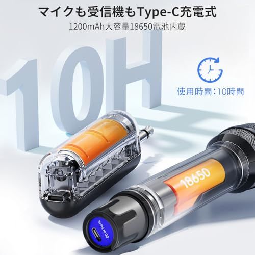  XIAOKOA ダイナミックマイク ワイヤレスマイク ハンズマイク カラオケマイク 無線マイク 2人用 UHF 30 m安定伝送 Type-c充電式 ノイズ低減 ミュート機能 長時間使用 合金製 耐久性 3.5 mm|6.35 mm ハンドヘルドマ 2 eae 43 d 6 その他 キッチン 食器