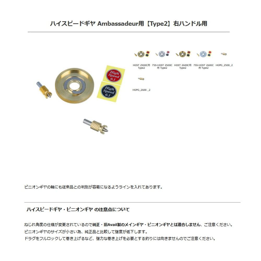 アベイル Avail 75 S HSギヤセット S-HGST 2500 C用 Type 2 プッシュボタン式