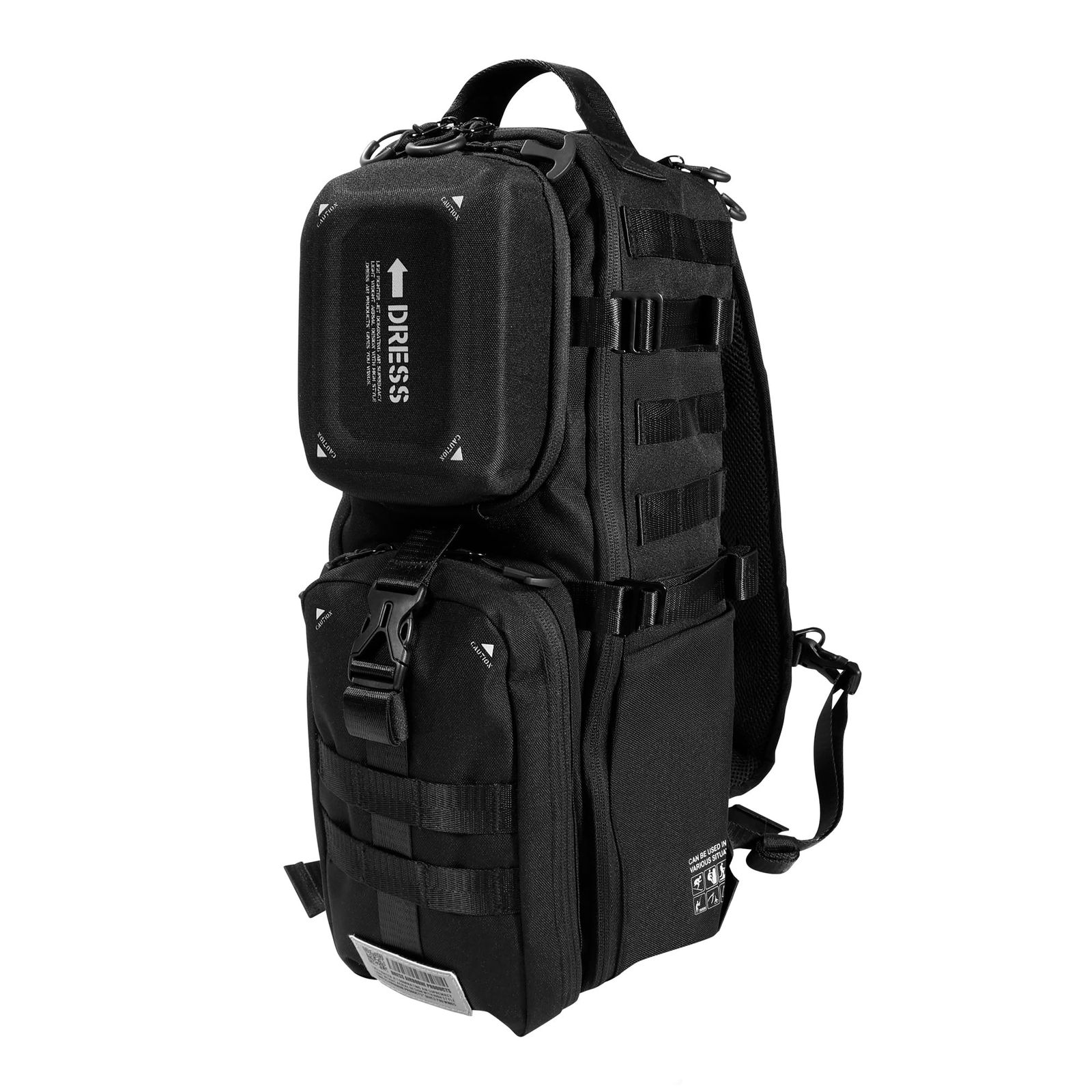 ドレス フィッシング アサルトバッグ 大きいサイズ 多機能 防災 災害 拡張性 釣り タックルバッグ ロッドホルダー バッグパック メンズ 大容量 ブラック 釣りバッグ 防水 カスタム 拡張